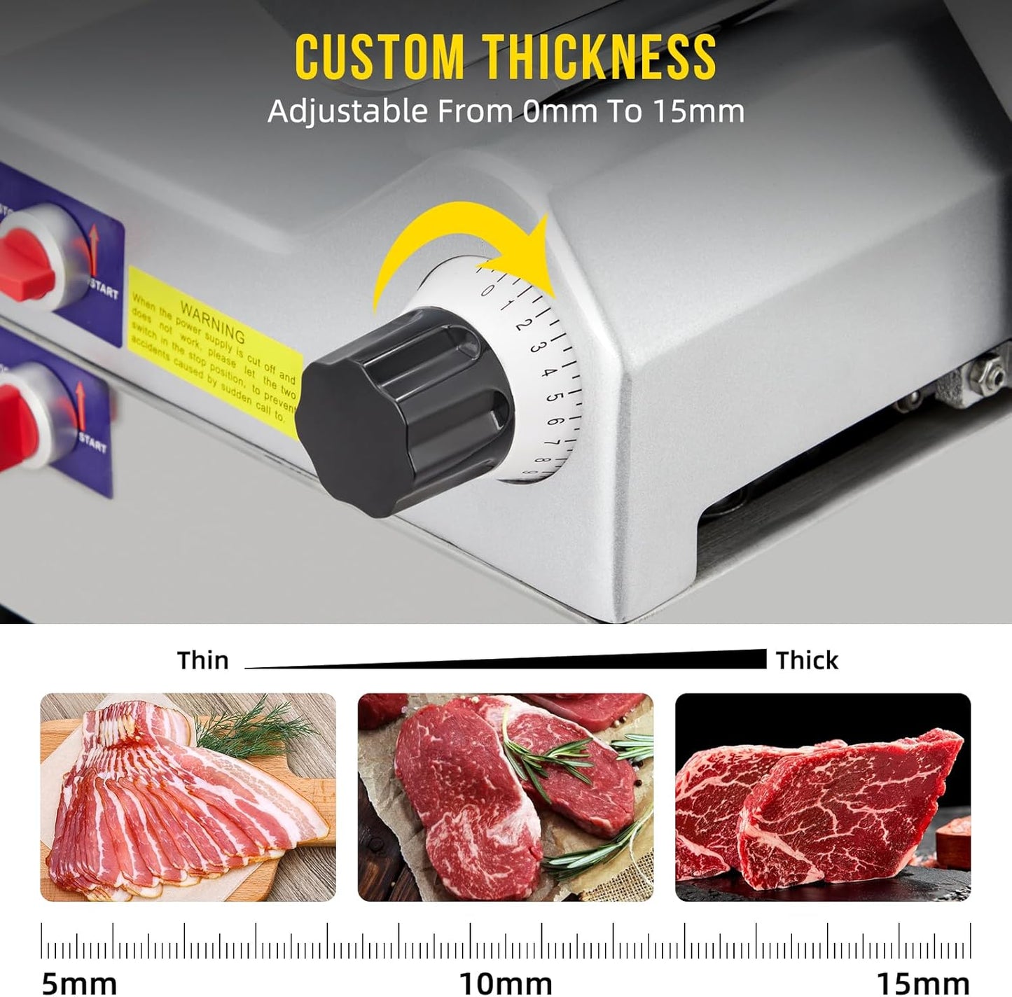 Dual Motor Automatic Meat Slicer 240W + 430W Power | 10" Sharp Carbon Steel Blade, 0-16mm Adjustable Thickness | Ideal for Deli Meats, Cheeses & Home Kitchen Use