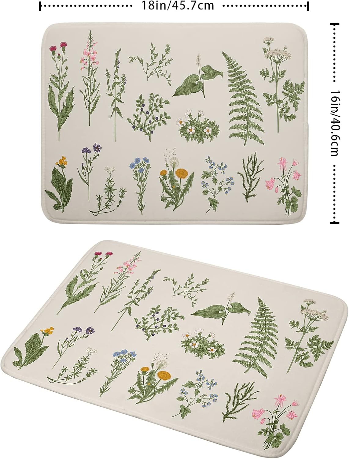 Sage Flower Herbs Dish Drying Mat For Kitchen Counter 16x18 In Green Leaves Microfiber Absorbent Dishes Pad Wild Plant Herbs Drying Pad Dish Drainer Rack Absorbent Fast Dry Kitchen Accessories