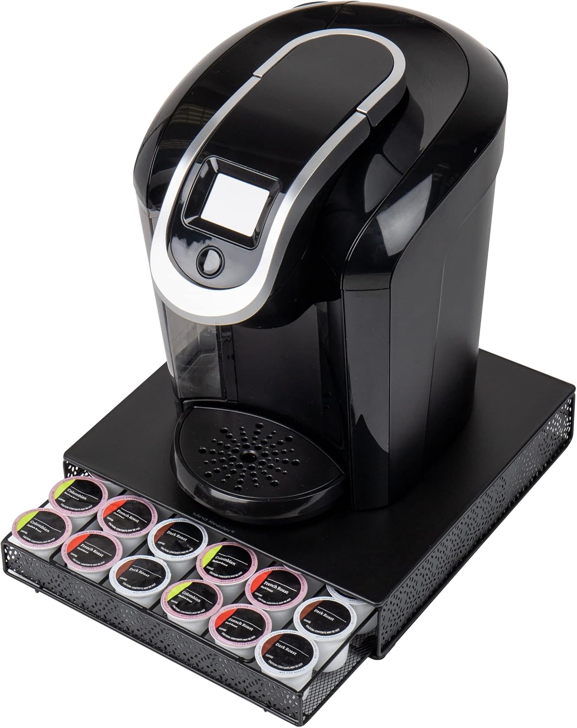 Mind Reader Single Serve Coffee Pod Drawer, 36 Pod Capacity, Countertop Organizer, Metal, 12.75" L x 13" W x 3" H, Black