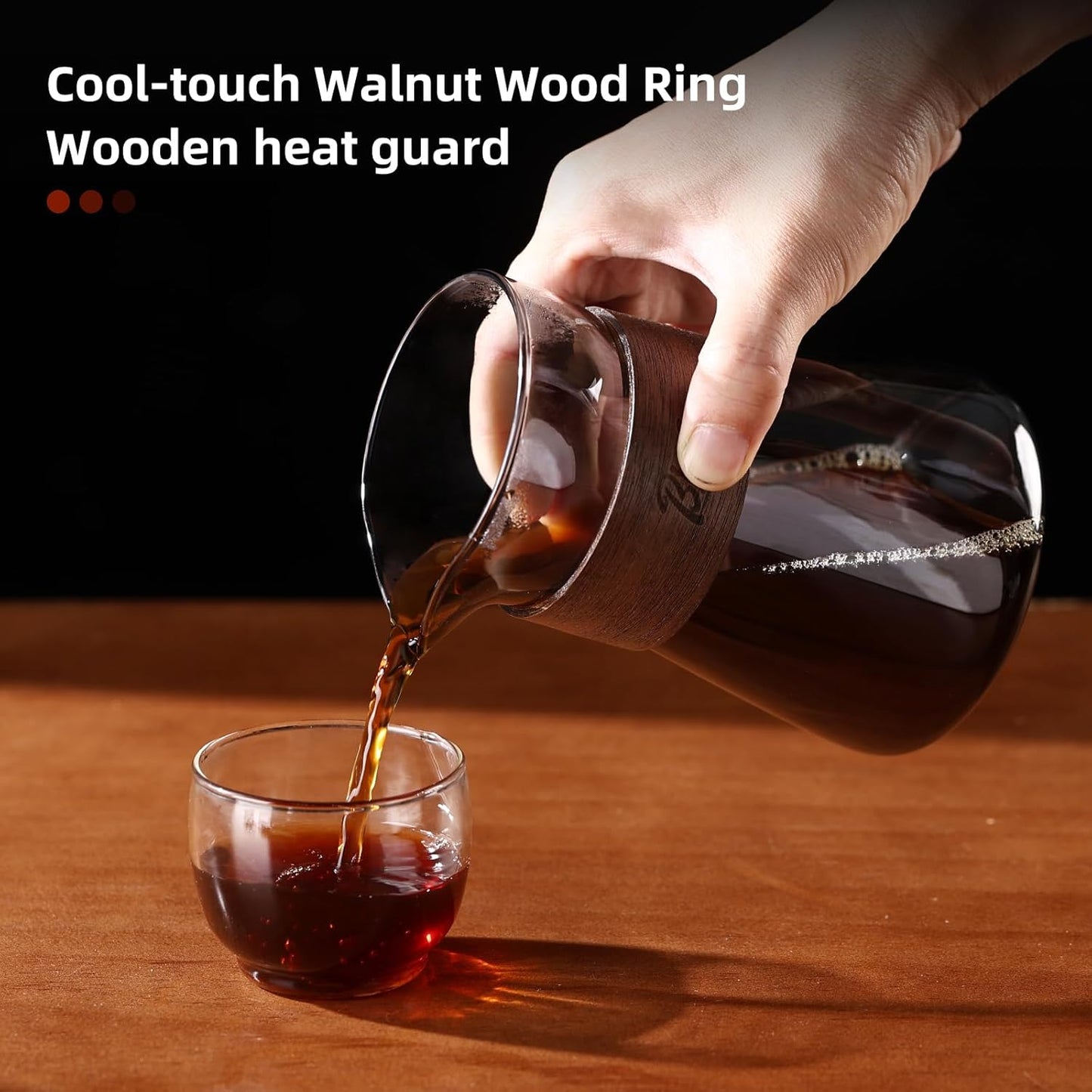 Bincoo Pour Over Coffee Dripper Set, Drip Coffee Maker, Included Borosilicate Glass Carafer and Coffee Dripper & 50 Pcs Size 02 Paper Filter, 16oz(500ml) (Smoky Gray Set)