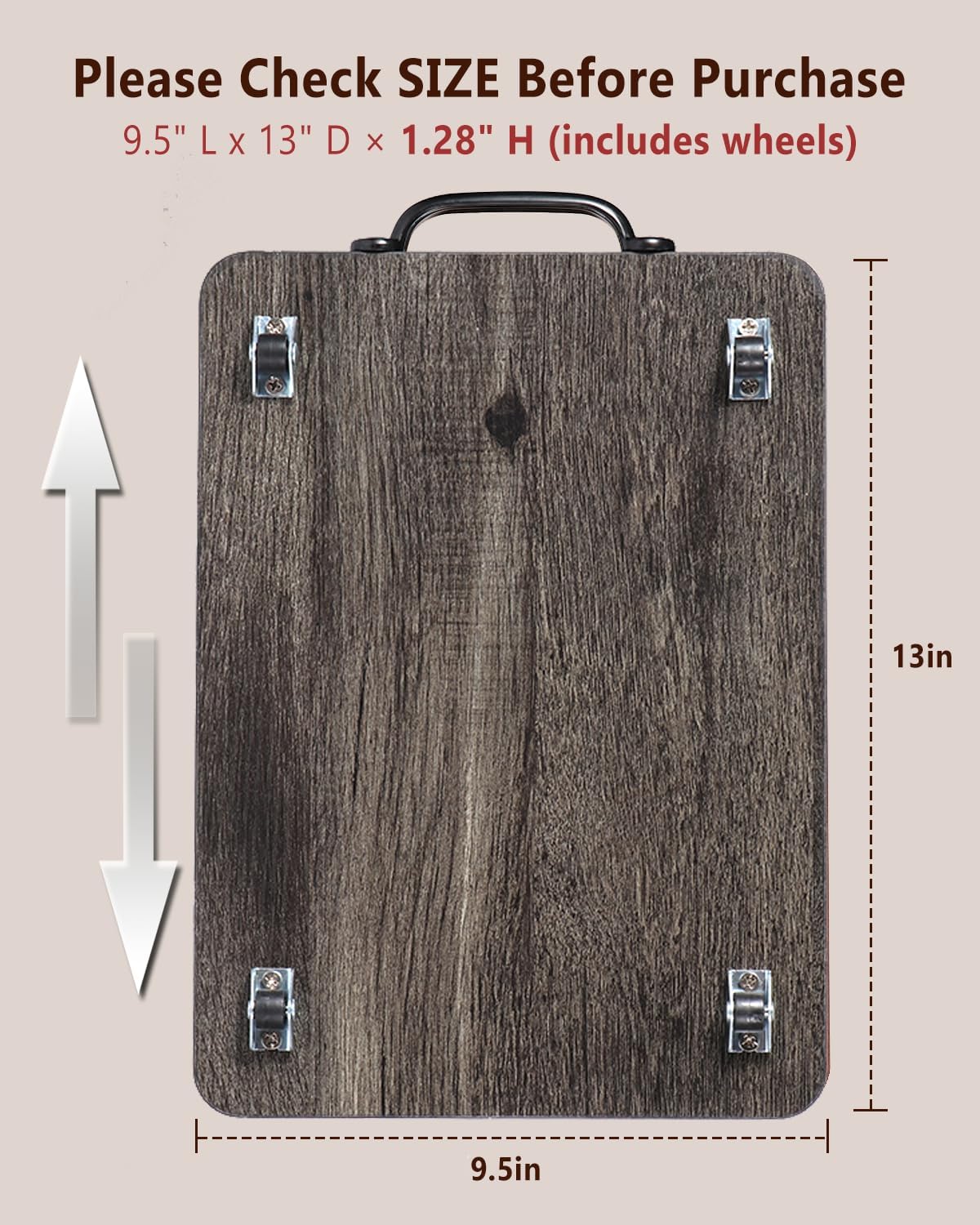 Appliance Slider, Sliding Tray for Coffee Maker, Coffee Pot Slider for Countertop, Kitchen Appliance Rolling Tray with Rubber Wheels, Medium - Long, Deep Gray (9.5” X 13”)