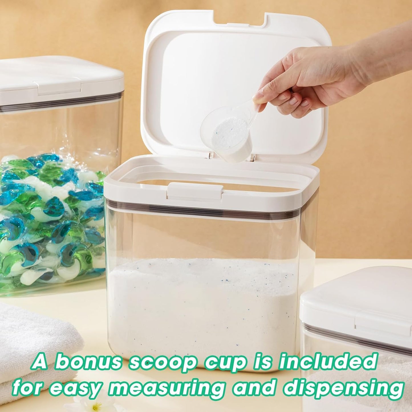 Versatile Storage Container Bin with Pop-up Lid & Scoop, Rice Flour Container Dog Cat Food Storage Container, Laundry Room Organization Household Essentials Kitchen Pantry Organizers