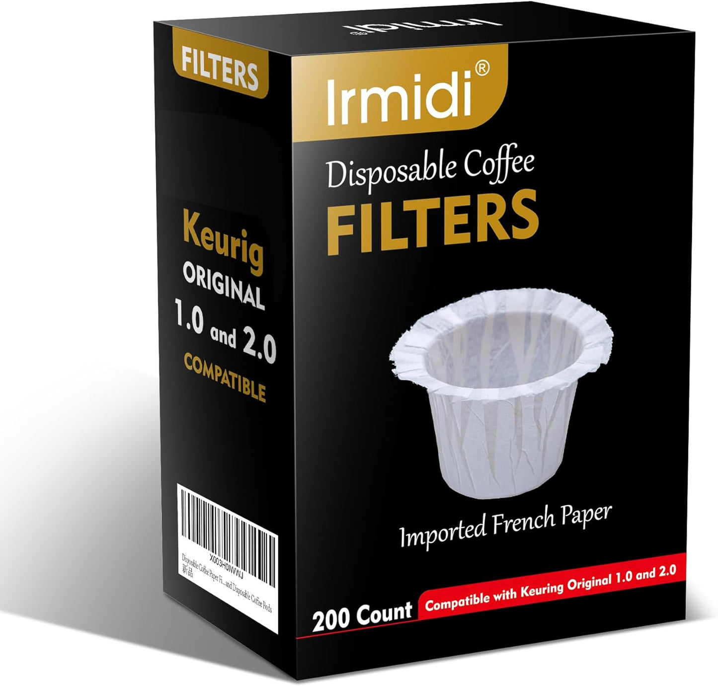 Disposable Paper Coffee Filters 200 Count, Compatible with Brewers Single Serve 1.0 and 2.0 Fits All Reusable K Cup