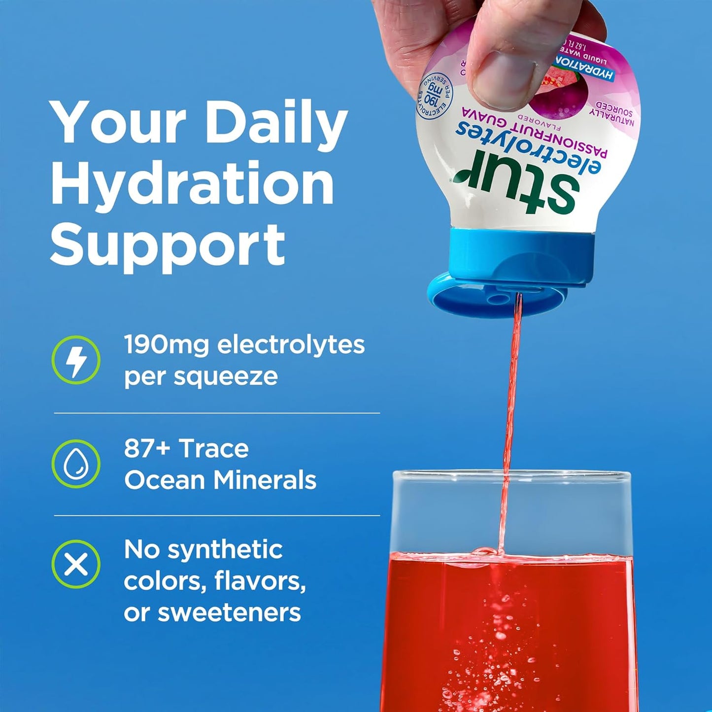 Stur Electrolyte Water Enhancer | Sweetened with Stevia | High in Vitamin C & Antioxidants | Sugar Free | Zero Calories | Keto | Vegan | 5 Bottles, Makes 90 Drinks (Passionfruit Guava)