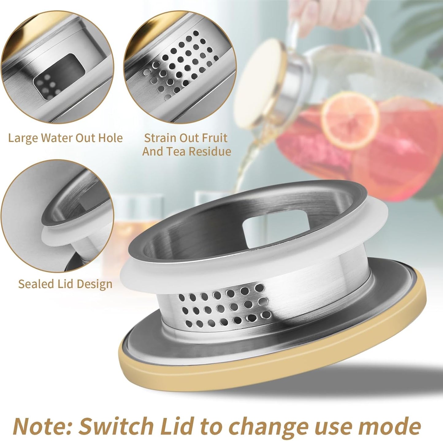 54OZ Glass Pitcher with Lid and Spout, Water Jug, Glass Carafe Water Pitcher for Hot/Cold Beverage, 1600ml for Tea, Juice, Coffee, Milk