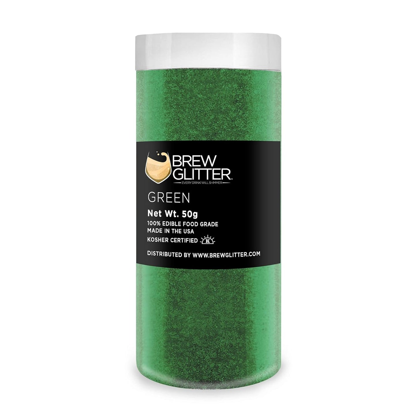 Brew Glitter - Green (50g 1x Jar) | Edible Glitter for Cocktails, Mocktails and Beverages