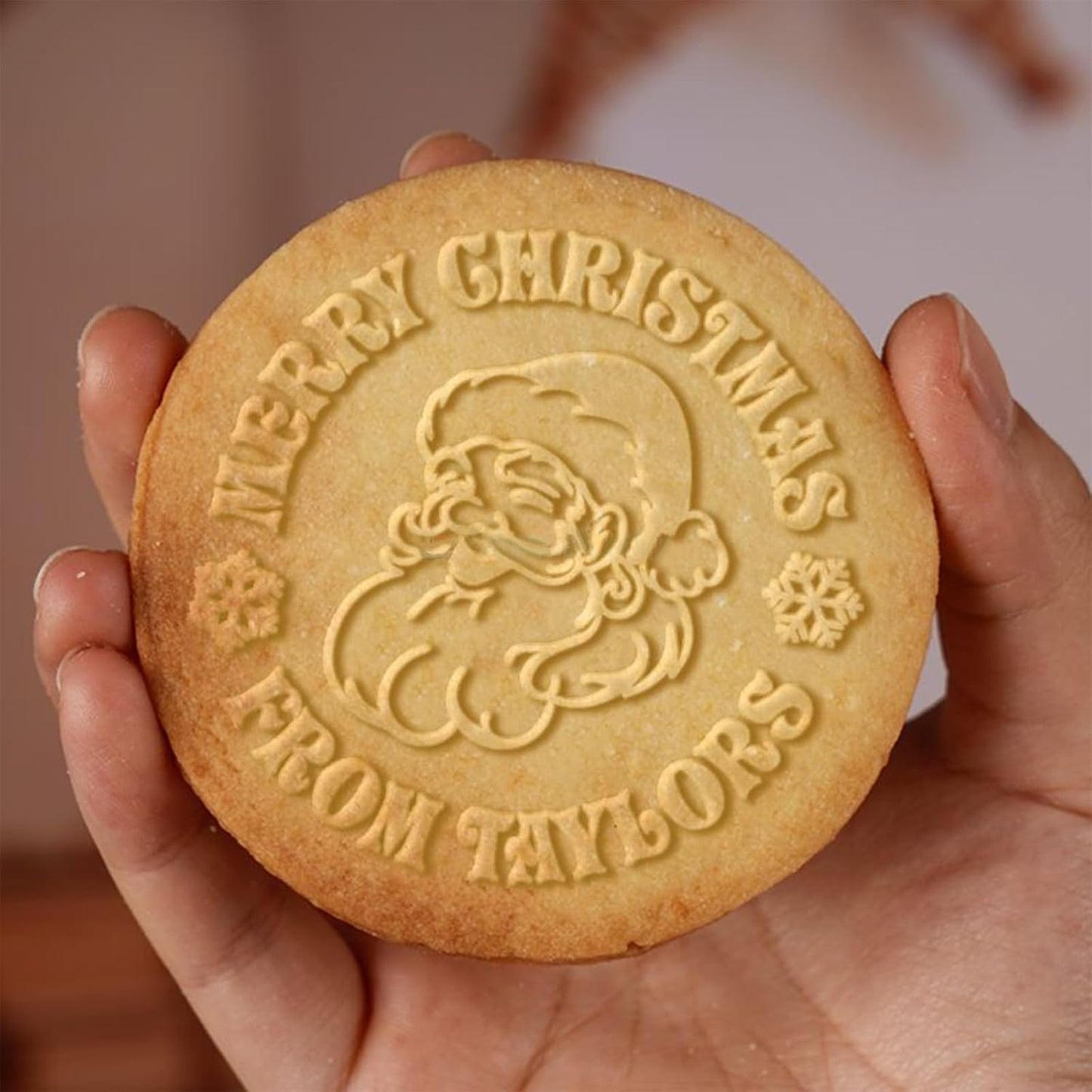 2025 Personalized Christmas Cookie Stamp Unique 3D Embossed Design Fun Tool for Baking Art (D)
