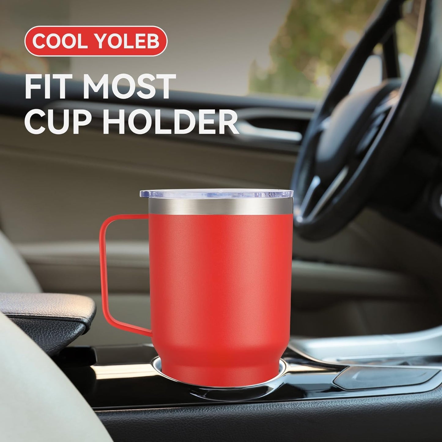 30 oz Tumbler with Handle and Lid, Stainless Steel Tumblers Bulk Double Wall Vacuum Insulated Travel Mug Leak Proof Cup Keep Drinks Cold and Hot Red, 8 Pack