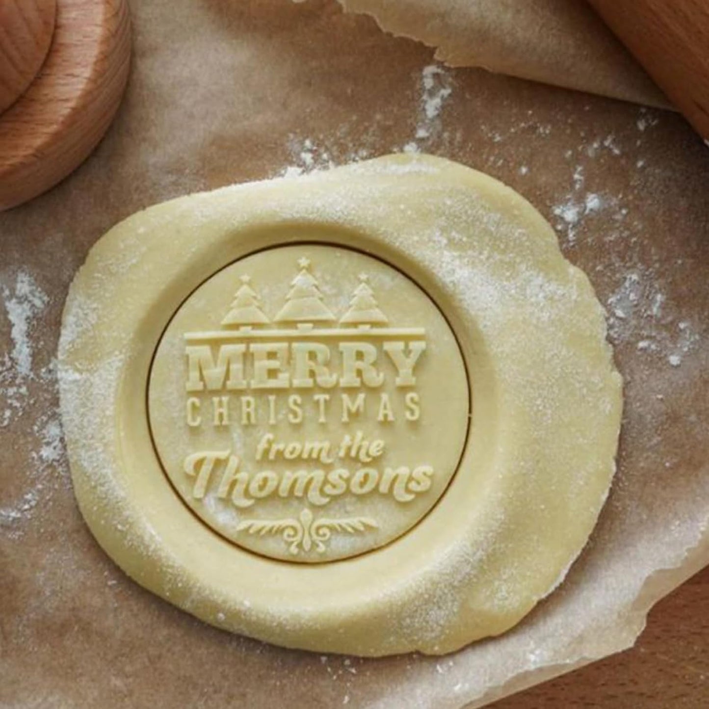 2025 Personalized Christmas Cookie Stamp Unique 3D Embossed Design Fun Tool for Baking Art (B)