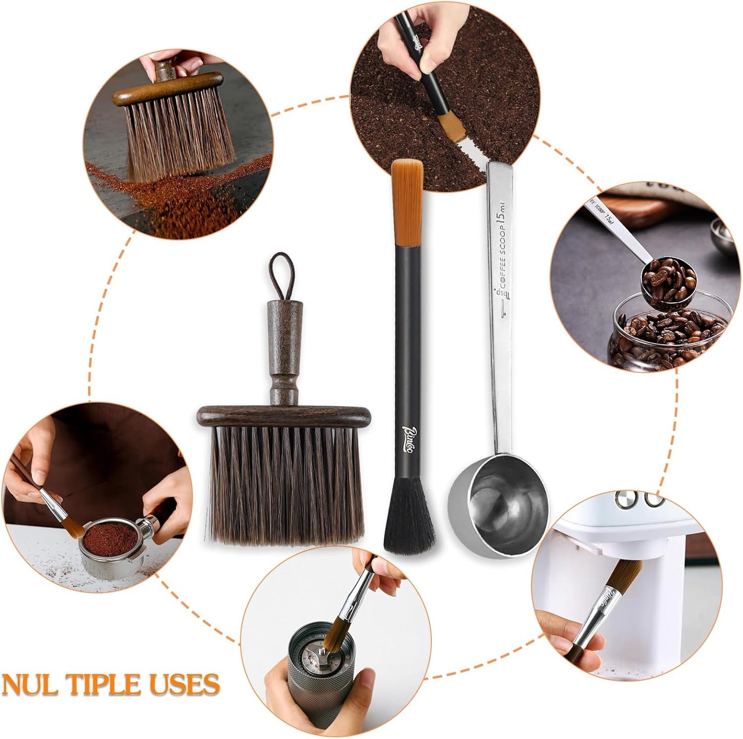 Coffee Brush,2pcs Espresso Brush+Coffee Scoop,Coffee Cleaning Brush,Coffee Grinder Brush Coffee Filter Cleaning Brush,Suitable for Espresso Machine with Grinder for Home,Espresso Machine Cleaning Set