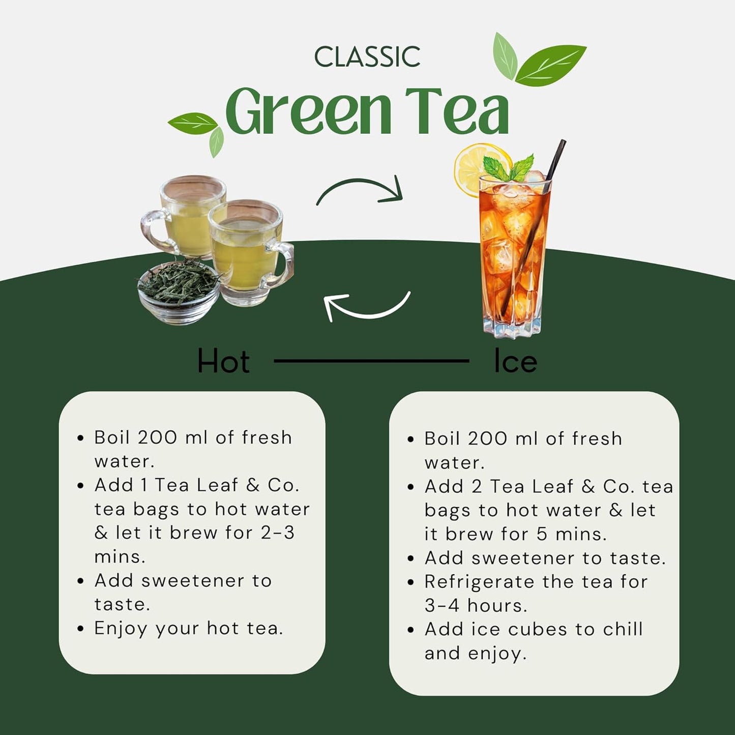 Classic Green Tea Bags (3.53oz/100gm), Loose Leaf 50 Pyramid Teabags, Blended with Fresh Herbs and Spices, Organic Herbal Tea, Low Caffeine Gluten Free