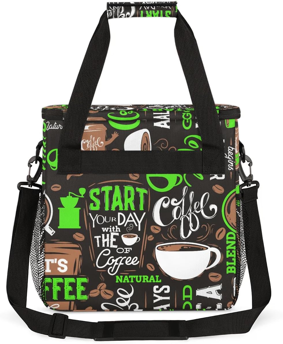 coffee beans cup green Coffee Maker Carring Bag Travel Carrying Storage Tote Bag Compatible with Keurig K-Mini or K-Mini Plus Portable Single Serve Coffee Brewer Case with Pockets for K-cup Pods