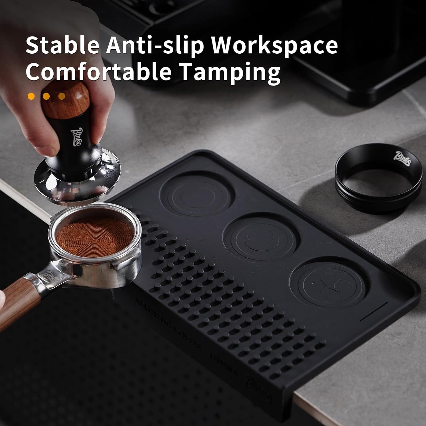 Espresso Tamping Mat for Counter - Ultra Thick Silicone Tamper Mat Coffee Bar Mat, 9.6''×5.9'' Espresso Mat for Countertops,Fits for Baristas Home Kitchen Bar, Waterproof