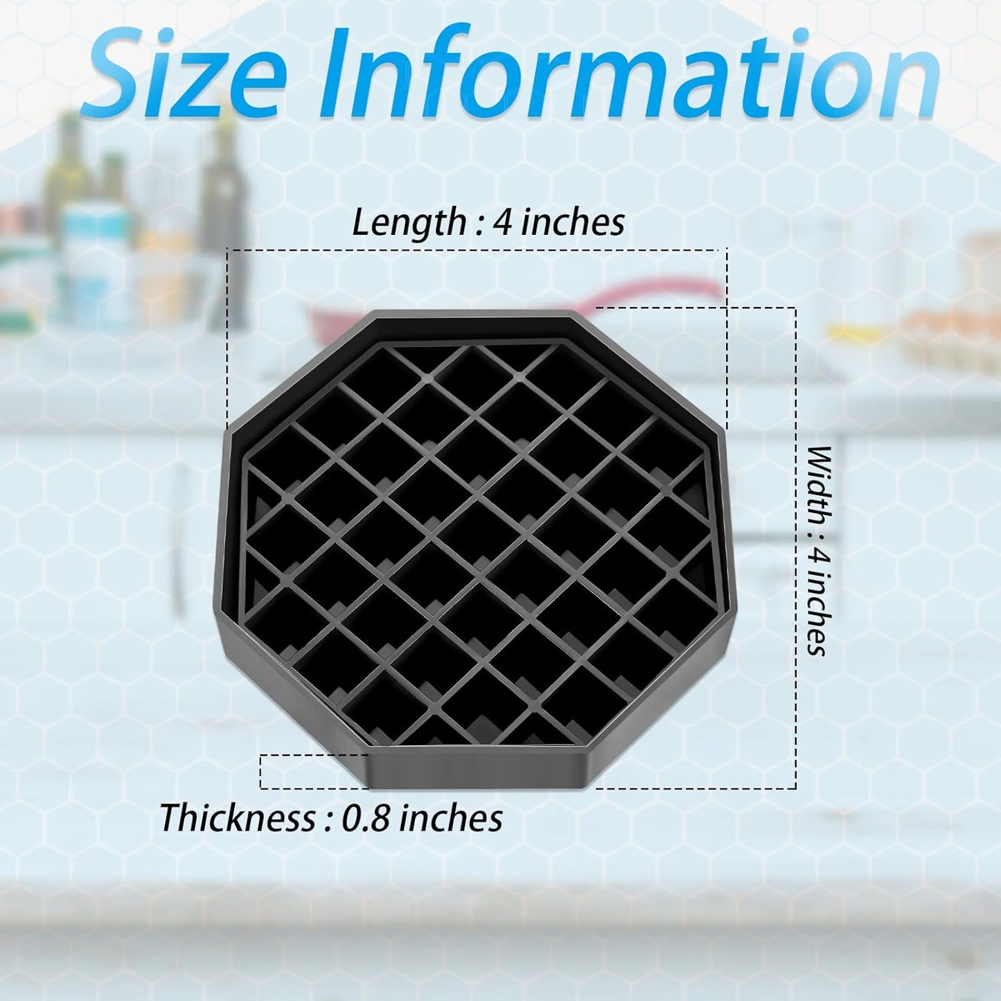 Suclain 12 Pcs 4 Inch Coffee Drip Tray Black Plastic Octagon Coffee Countertop Drip Coaster with Honeycomb Grid for Drink Tea Wine Beverage Dispenser
