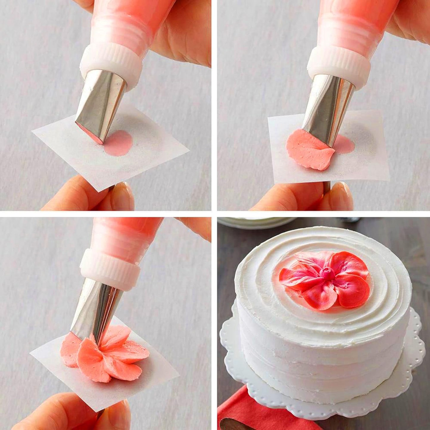 7 Pieces Rose Flower Piping Tips Set, Cake Decorating Tips Icing Piping Nozzles Set Cupcake Decorating Kit