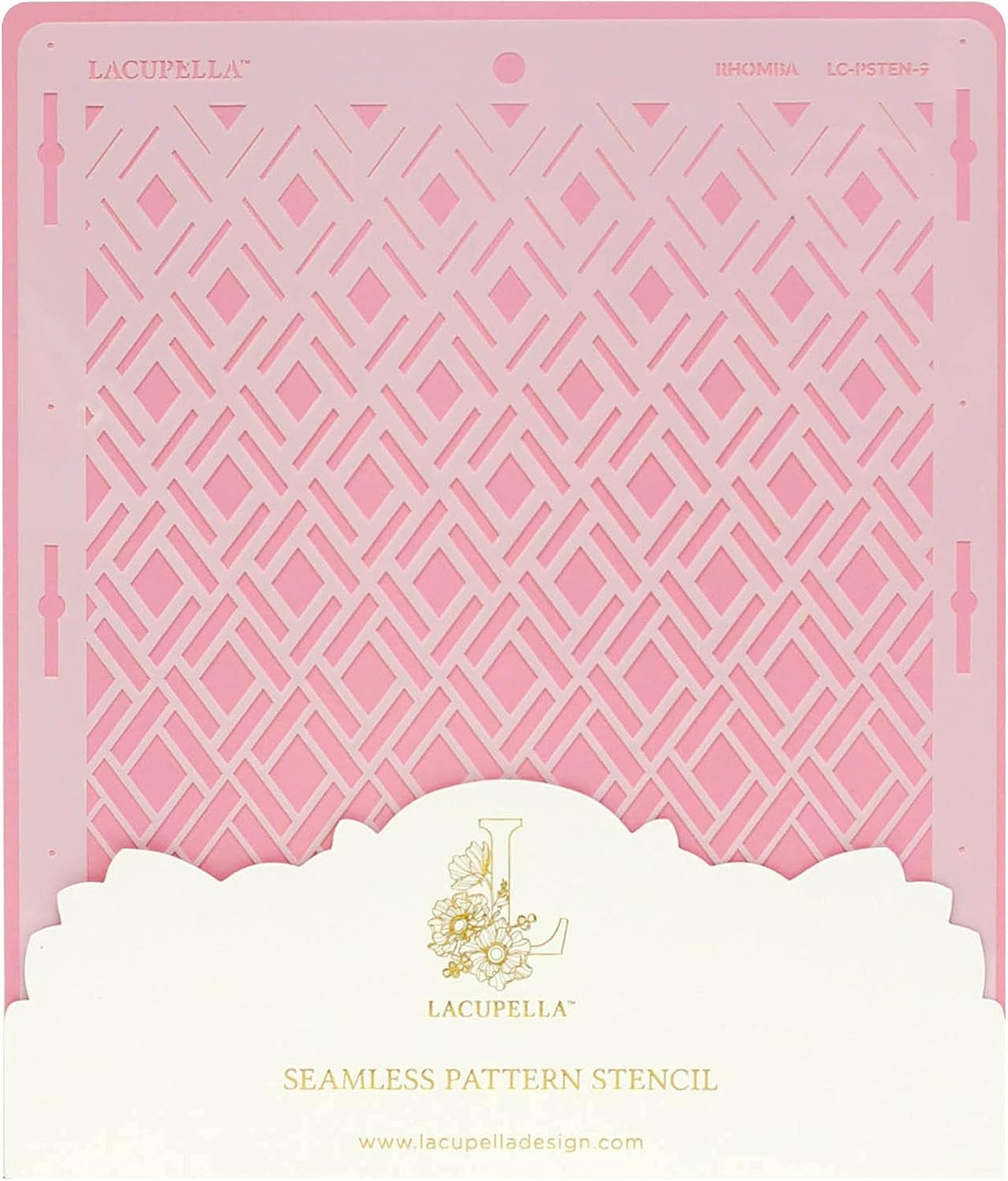 Cake Baking Stencil - Seamless Delicate Pattern for Decorating Tall Double Barrel Cake to Use with Buttercream, Royal Icing, Ganache, Paint, Airbrush (RHOMBA)