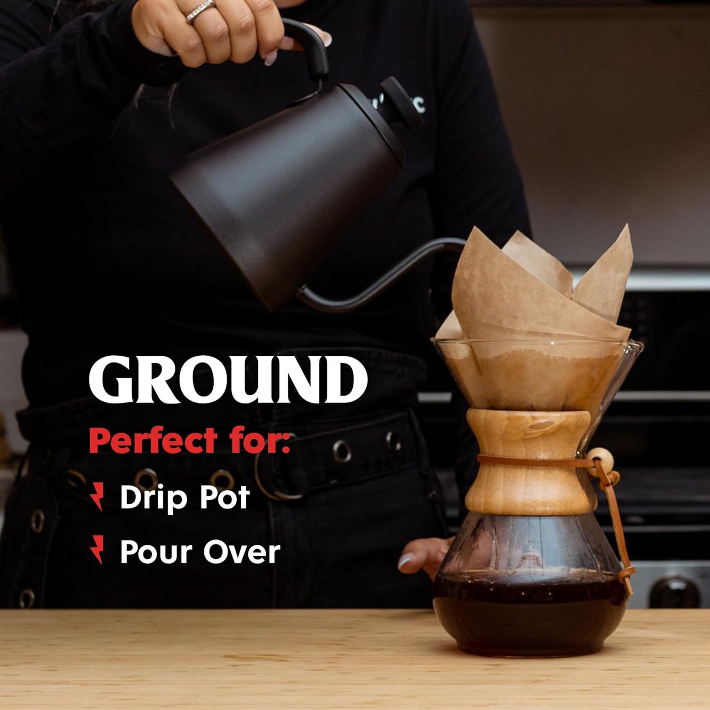 Death Wish Coffee Dark Roast Grounds -16 Oz, 2 Packs of Bold & Intense Blend of Arabica & Robusta Beans - USDA Organic Ground Coffee - Pack of 2