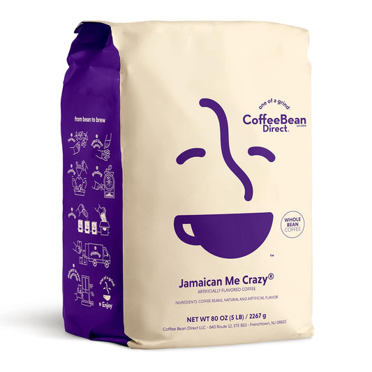 Coffee Bean Direct Jamaican Me Crazy® Flavored, Whole Bean Coffee, 5 Pound Bag (Pack of 1)