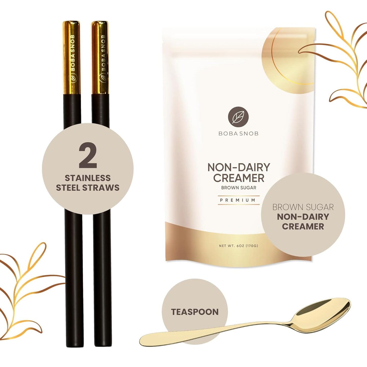 Boba Snob Boba Tea Making Kit, Bubble Tea Kit with Boba Gift Set, Boba Tea Maker Kit with Premium Loose Leaf Teas, Tumbler, Two Stainless Steel Boba Straws, Teaspoon, and Tapioca Boba Pearls (Large)