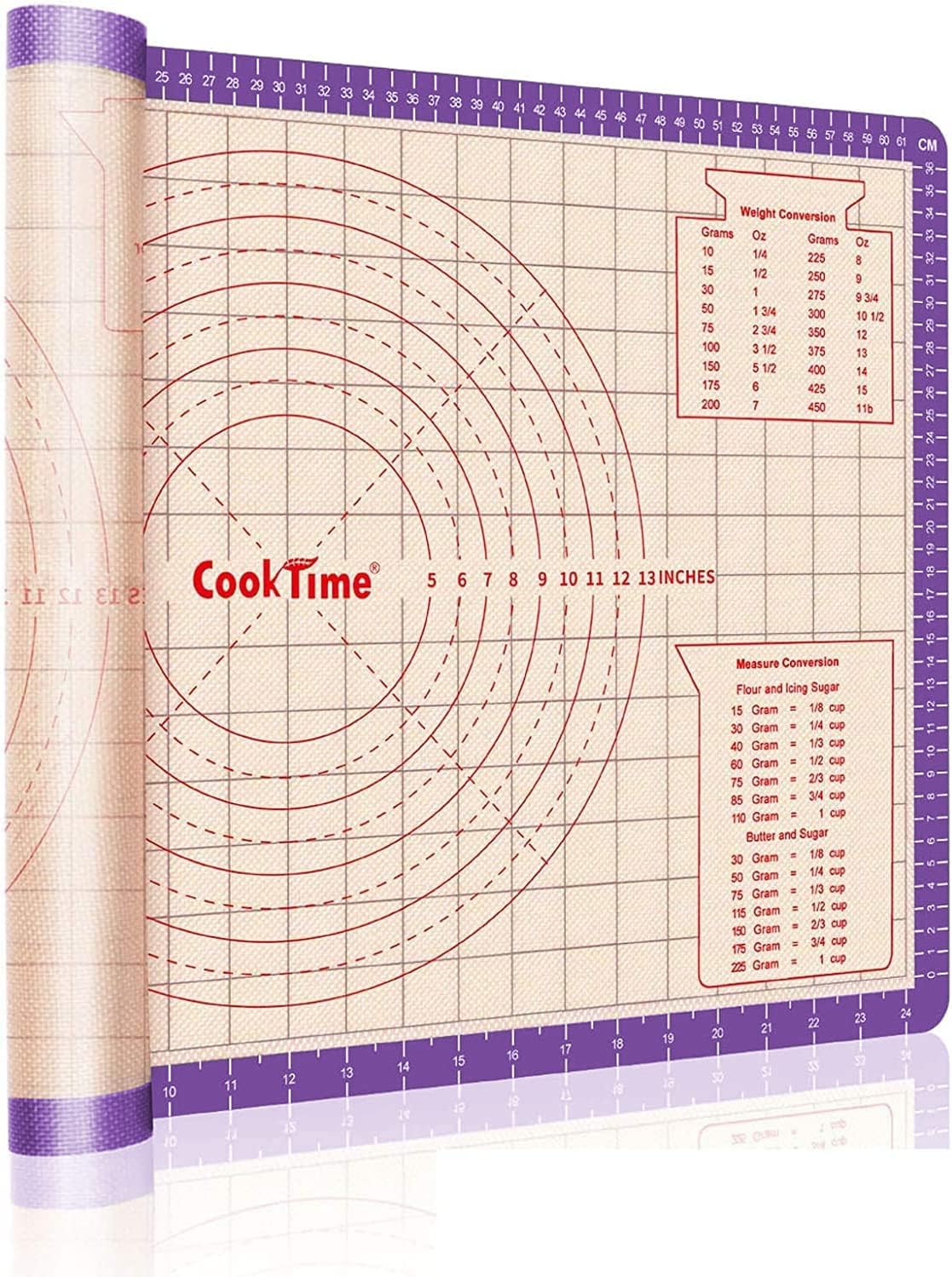 Pastry Baking Mat 28x20 Inch - Larger Silicone Baking Pastry Mat for Rolling Dough,Non Silp Silicon Dough Sheet Mat with Measurement,Perfect for Making Pie,Pizza(Purple)