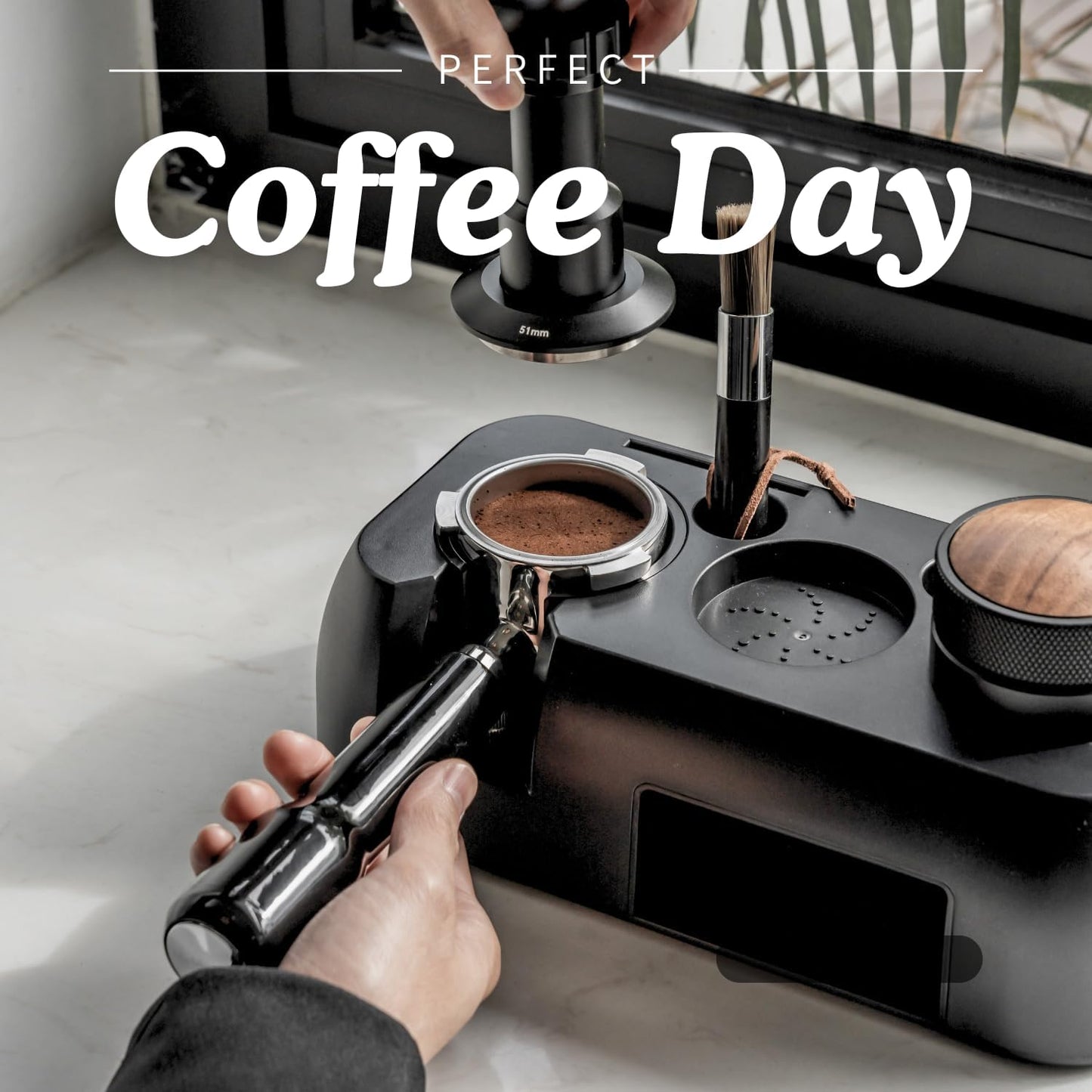 Espresso Portafilter 51mm Double Spouts Compatible with Delonghi Dedica EC680 and EC685 as well as SMEG and EUPA coffee machine models- Stainless Steel Filter Basket & Puck Screen Included (Black)