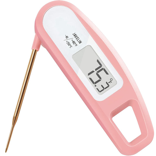Lavatools Javelin® Ultra-Fast 2-Second Digital Instant Read Meat Thermometer for Grill and Cooking, 2.75" Probe, Compact Foldable Design, Large Display, IP65 Water Resistant, NSF Certified – Rhubarb
