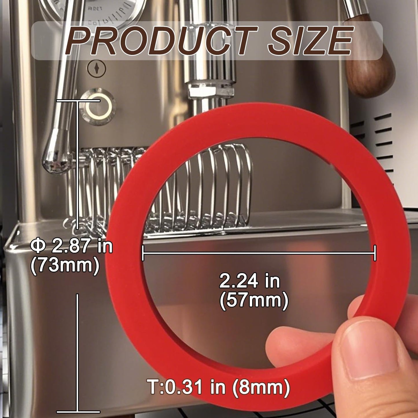 Silicone Gasket made for E61 Espresso Machines, Red O Ring Gasket Replacement 8mm, Compatible with Gaggia Classic Pro, Rocket Espresso, ECM, Quickmill, Vibiemme, Lelit 58mm, Wega, San Remo