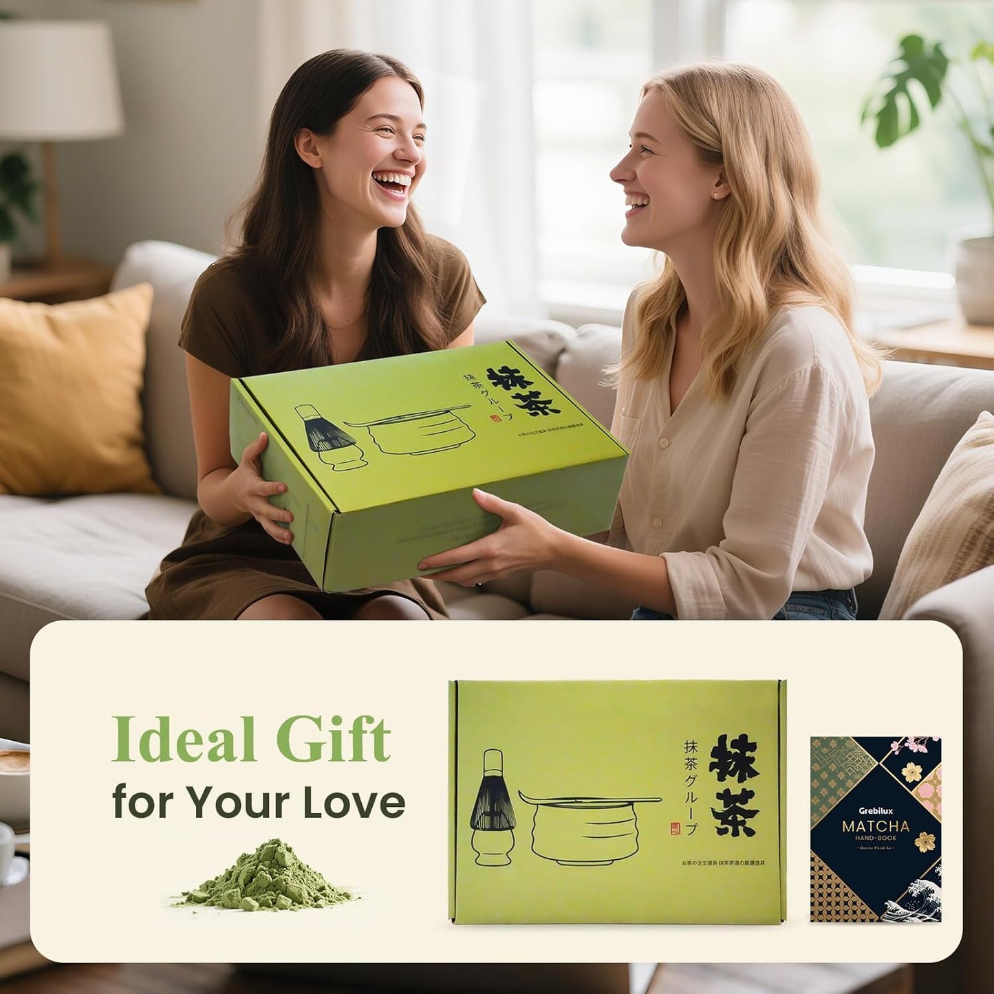 Matcha Whisk Set, Ceramic Matcha Set Includes Matcha Bowl, Whisk & Holder, Scoop, Sifter, Spoon, Scoop Rest, Tea Mat, Hand Book - 9 Pcs Kit for Matcha Lovers (Green)