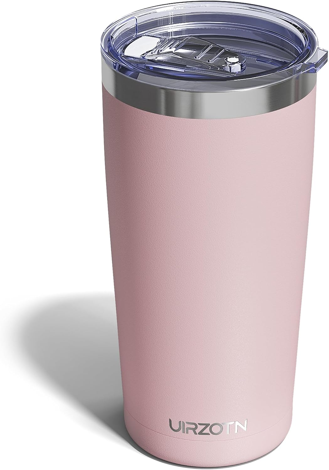 Travel Coffee Tumbler 20oz, Leakproof Travel Coffee Mug with Lid and Straw, Stainless Steel Double Wall Vacuum Insulated Tumbler for Hot/Iced Drinks (Textured Matte, Soft Pink)