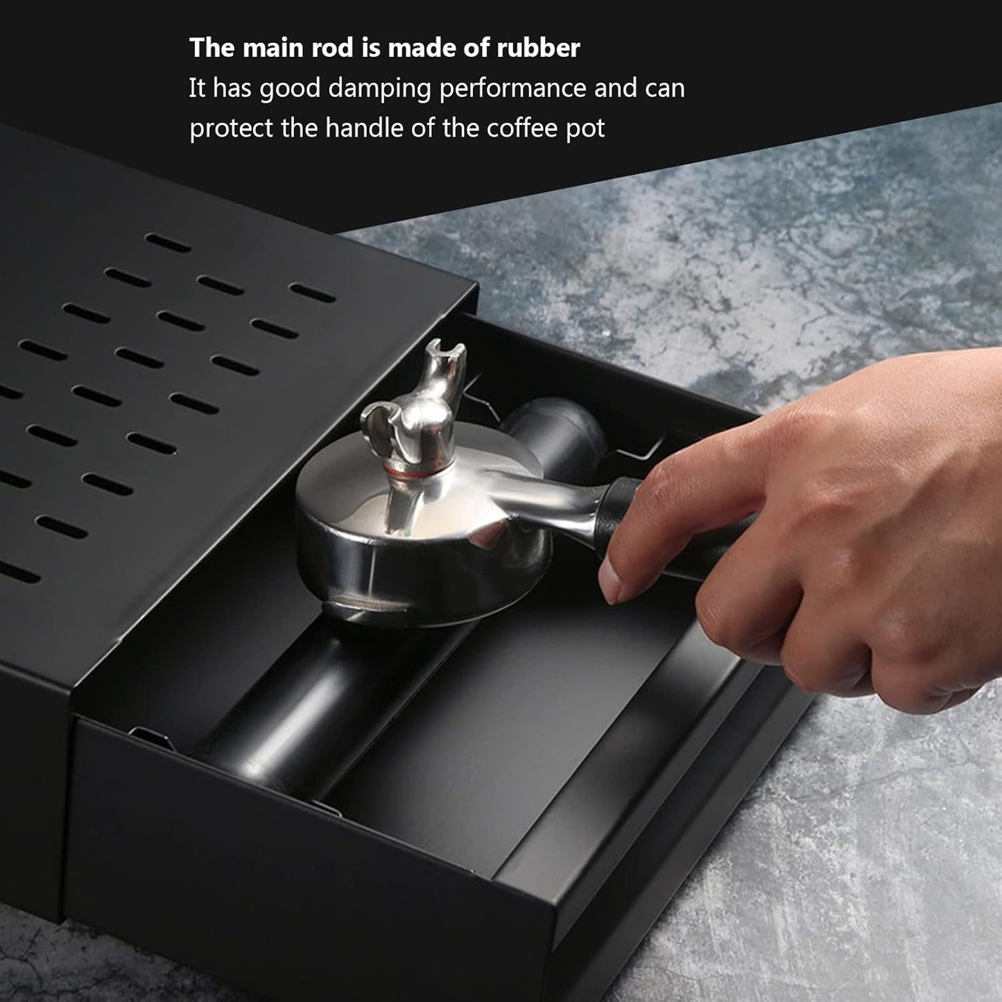 Coffee Knock Drawer, Espresso Knock-Box,Mini Coffee Grounds Dump Bin Grind Waste Bin Professional Stainless Steel with Rubber Handle for Coffee Lovers