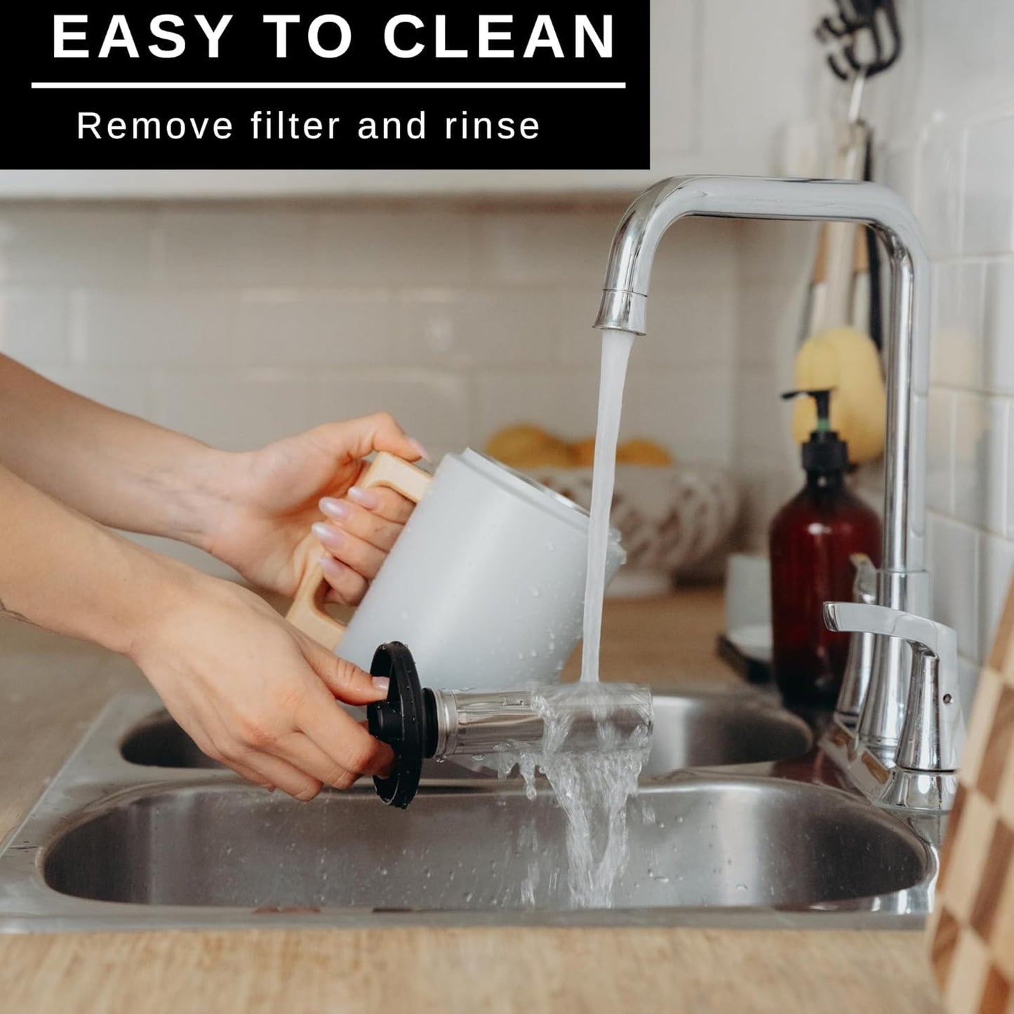 HASTINGS Pour Over Coffee Dripper - Stainless Steel Pour Over Coffee Filter, Metal Paperless Reusable Double Mesh Cone Filter with Wood Handle - Coffee Maker for Single Cup Brew up to 68 OZ (Grey)