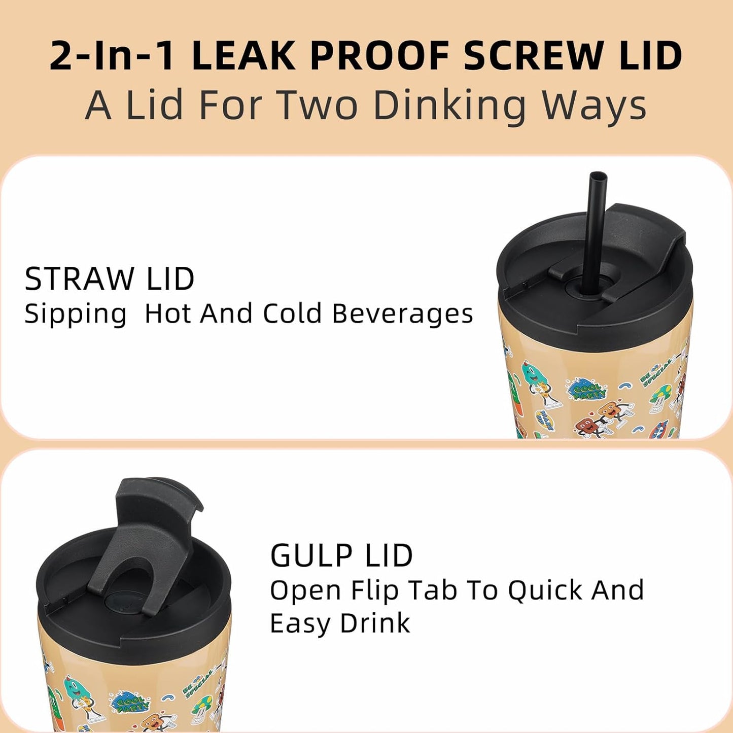 BJPKPK 26oz Tumbler With lid And Straw Stainless Steel Travel Coffee Mug Insulated Tumblers Cups,Spring Party Brown