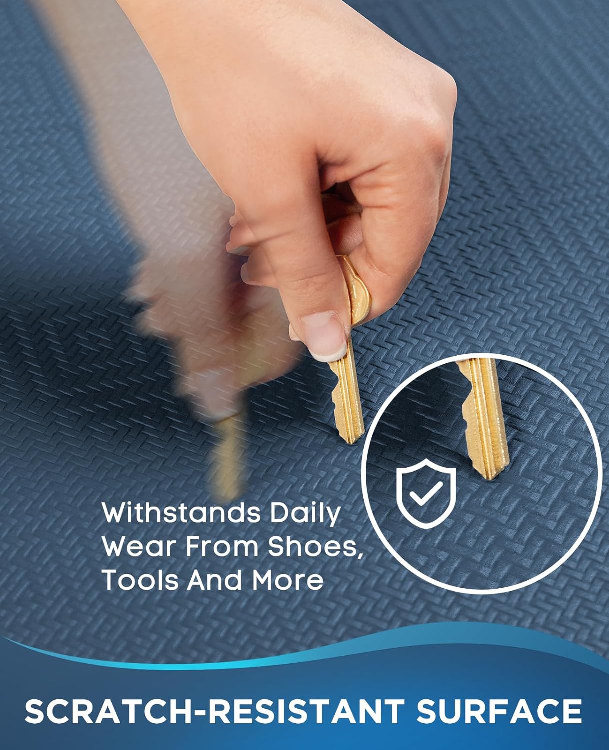 Ophanie Kitchen Mats for Floor, 3/4 Inch Thick Kitchen Rugs, 20'' x 48'' Anti Fatigue Standing Cushioned Mat, Waterproof,Comfort Ergonomic Mat for Office, Home, Sink, Blue Non-Slip Bottom