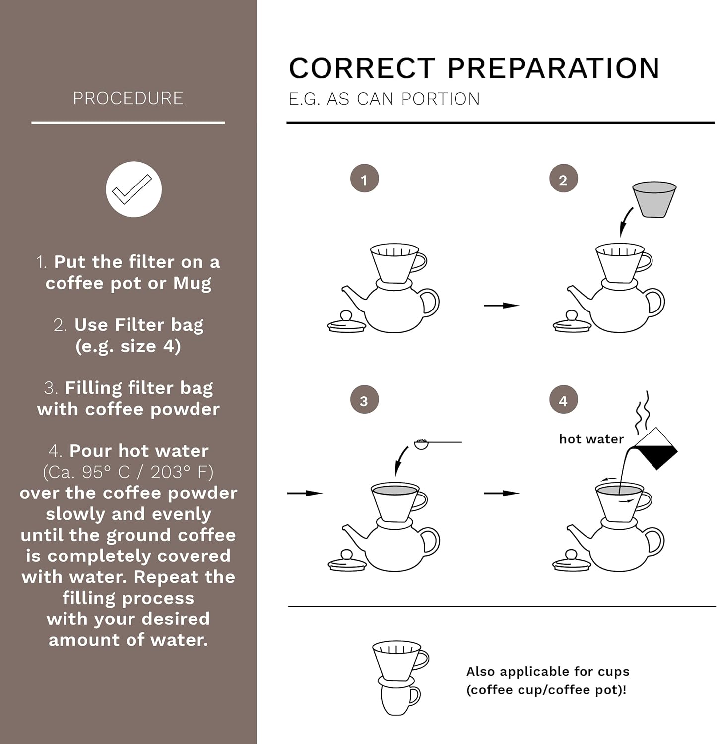 Creano Porcelain Coffee Dripper Stone Grey - Ceramic Cone Brewer - Pour Over Coffee Maker for Filter Bags Size 4 - Easy Manual Brew for pure taste - also for Camping, Hiking