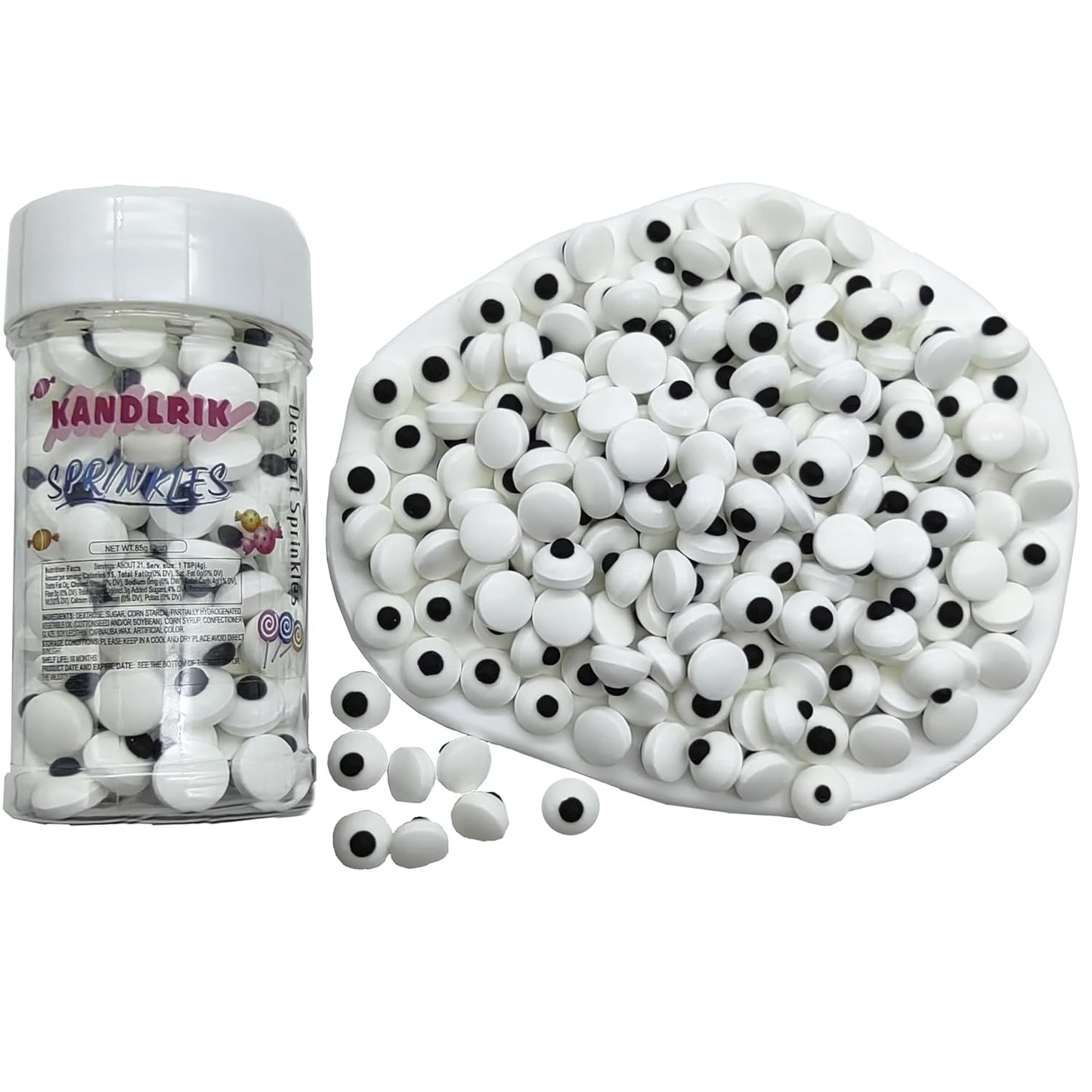 10mm Small Candy Eyes for Decorating Edible Candy Eyes Eyeballs Halloween Sprinkles for Cake Decorations, Baking, Ice Cream, Cookies, Cupcake Topper 3OZ