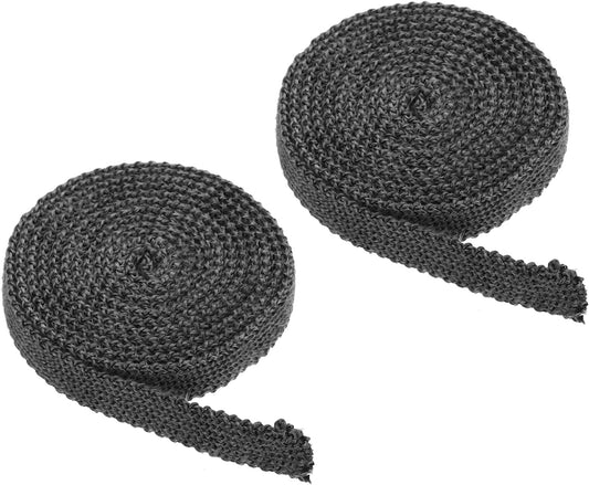 PATIKIL Wood Stove Gasket, 2Pcs 13/16" x 1/8" x 73" Flat Graphite Fiberglass High-Temperature Resistance Seal Rope for Stoves Fireplace Door, Black