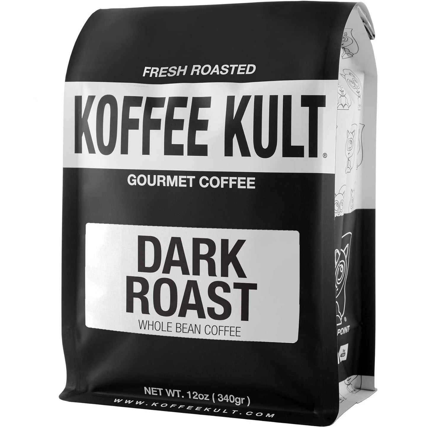 Koffee Kult Dark Roast Coffee Beans - Rich & Bold with Chocolate & Cinnamon Notes, Smooth Finish 100% Arabica, Ethically Sourced Resealable 12oz package