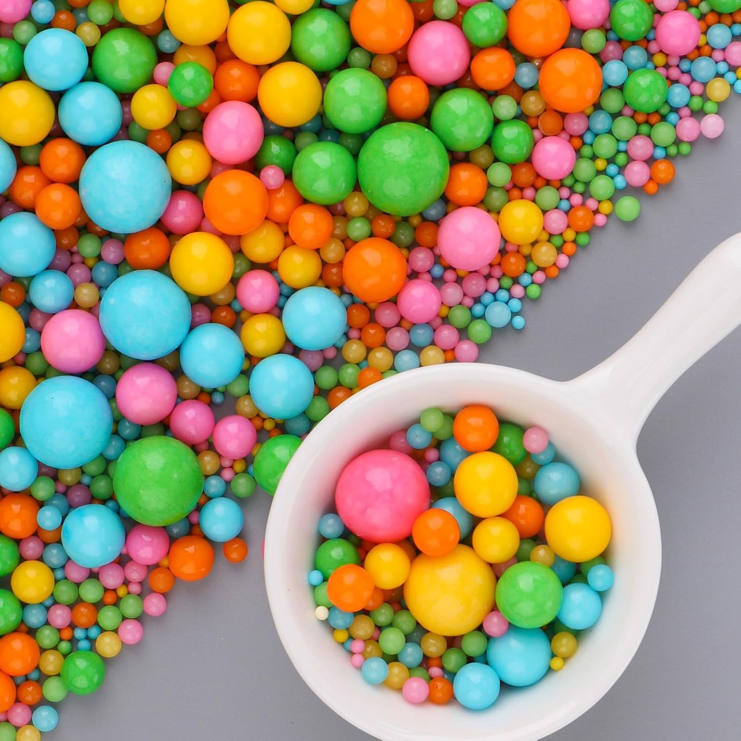 Rainbow Sprinkles for Cake Decorating, 6 Sizes Mix Colorful Edible Pearl Sugar Topping for Cupcake Ice Cream, Wedding Party Valentine Supplies 4.6 oz