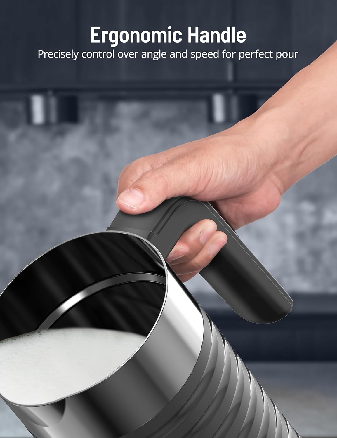 Milk Frother and Steamer, Airyoyo 4-in-1 Milk Frother, Electric Milk Frother Hot& Cold Foam Temperature Control, Auto Shut-Off Frother for Coffee Latte