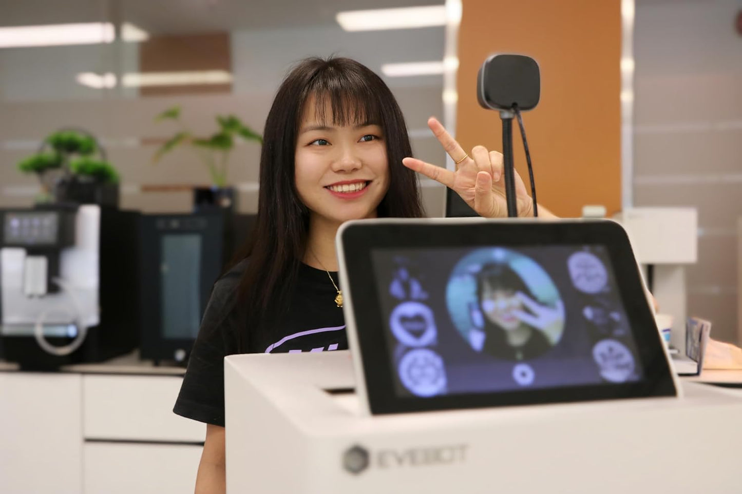 Color Coffee Latte Art Machine EB-FC1 Customized Multi-Color Photo Selfie Printing with Camera Afternoon Tea Cake Desserts DIY Personalized Decoration to Family Friends - White