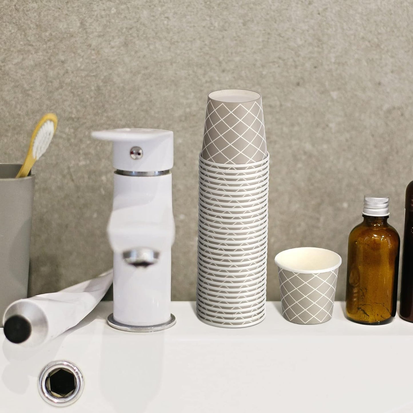 Rtteri 100 Pcs Count 3 oz Disposable Coffee Cups Disposable Espresso Cups Small Paper Cups 3 oz Cups for Coffee Tea Cocoa Juice Mini Paper Cups for Cafes Offices and Home