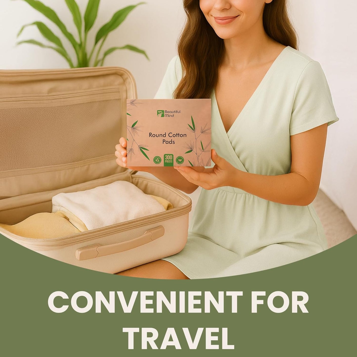 Cotton Round Pads for Face 300 Pack - 3 Layer Eye Makeup and Nail Polish Remover - Lint Free Cleansing Circle Pad for Facial Exfoliating, Toner - Travel Size Skin Care Rounds