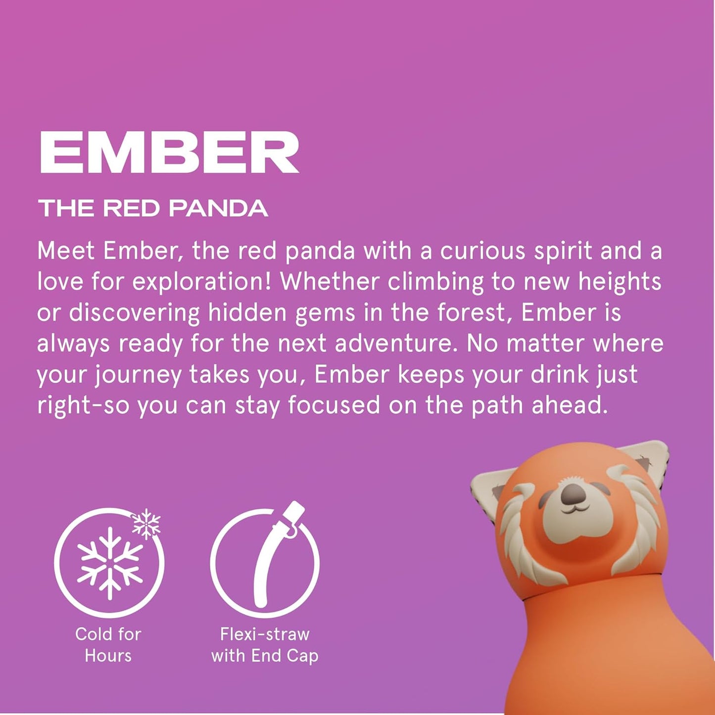 asobu Bestie Bottle Insulated Stainless Steel Water Bottle with Detachable Soft Animal Head Fun Drinking For Kids and Teens with Flexible Reusable Straw 16 Ounce