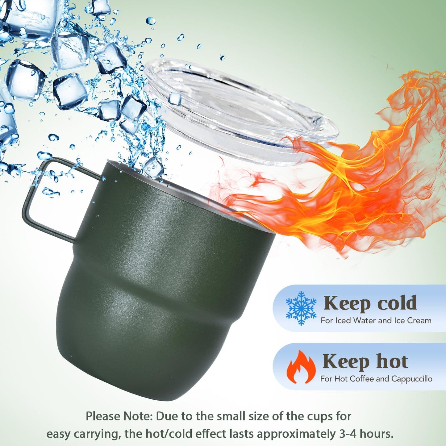 4oz Stackable Cup, Vacuum Insulated Espresso Cup Set of 2, Espresso Shot Mug for Coffee, Double Wall Stainless Steel Mini Tumbler Shot Glasses with Straw and Lid