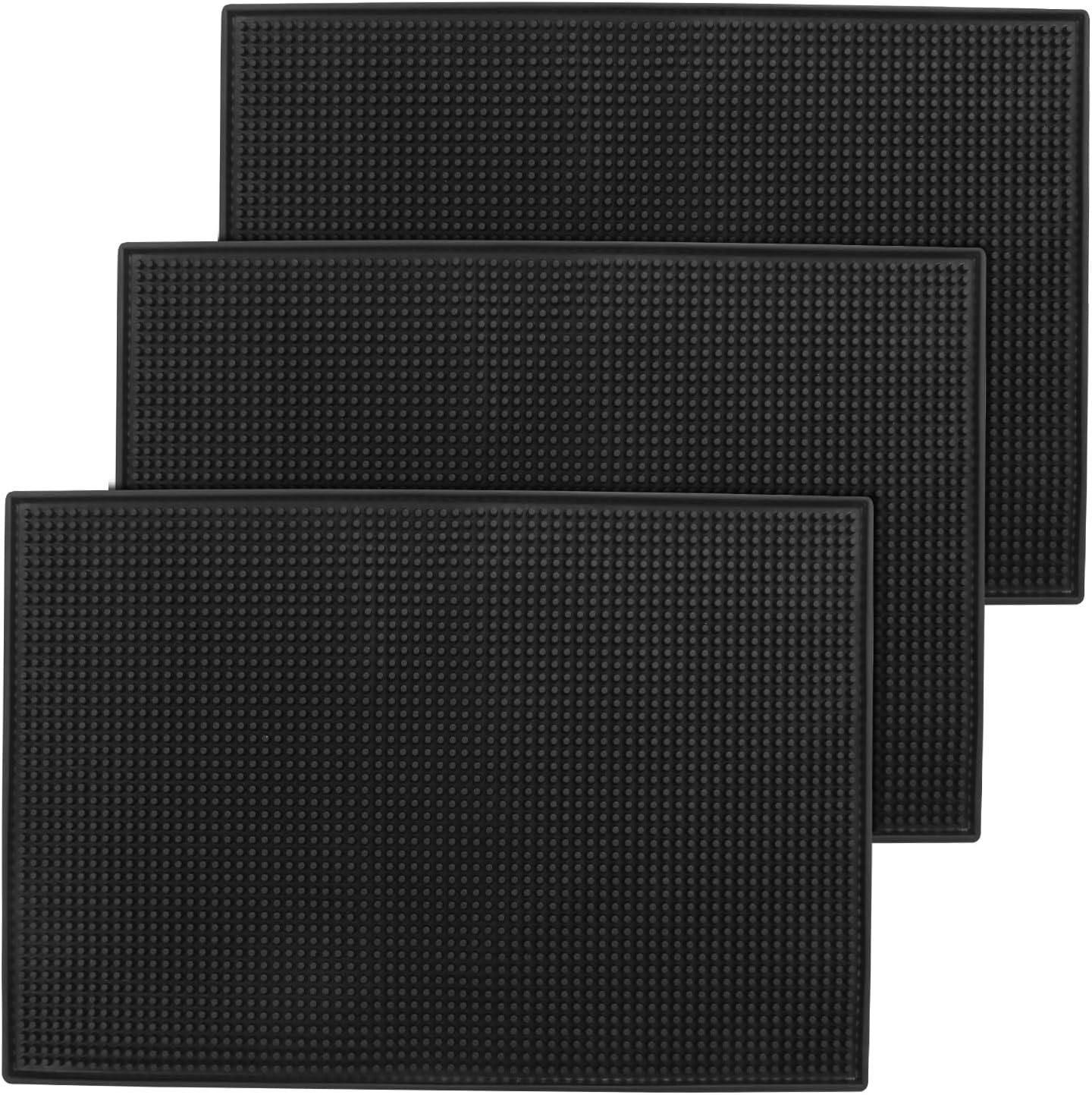 3 Pack Rubber Mats, 18" x 12" Black Bar Service Spill Mat for Countertop, Efficient and Stylish Solution for Every Bartending Need