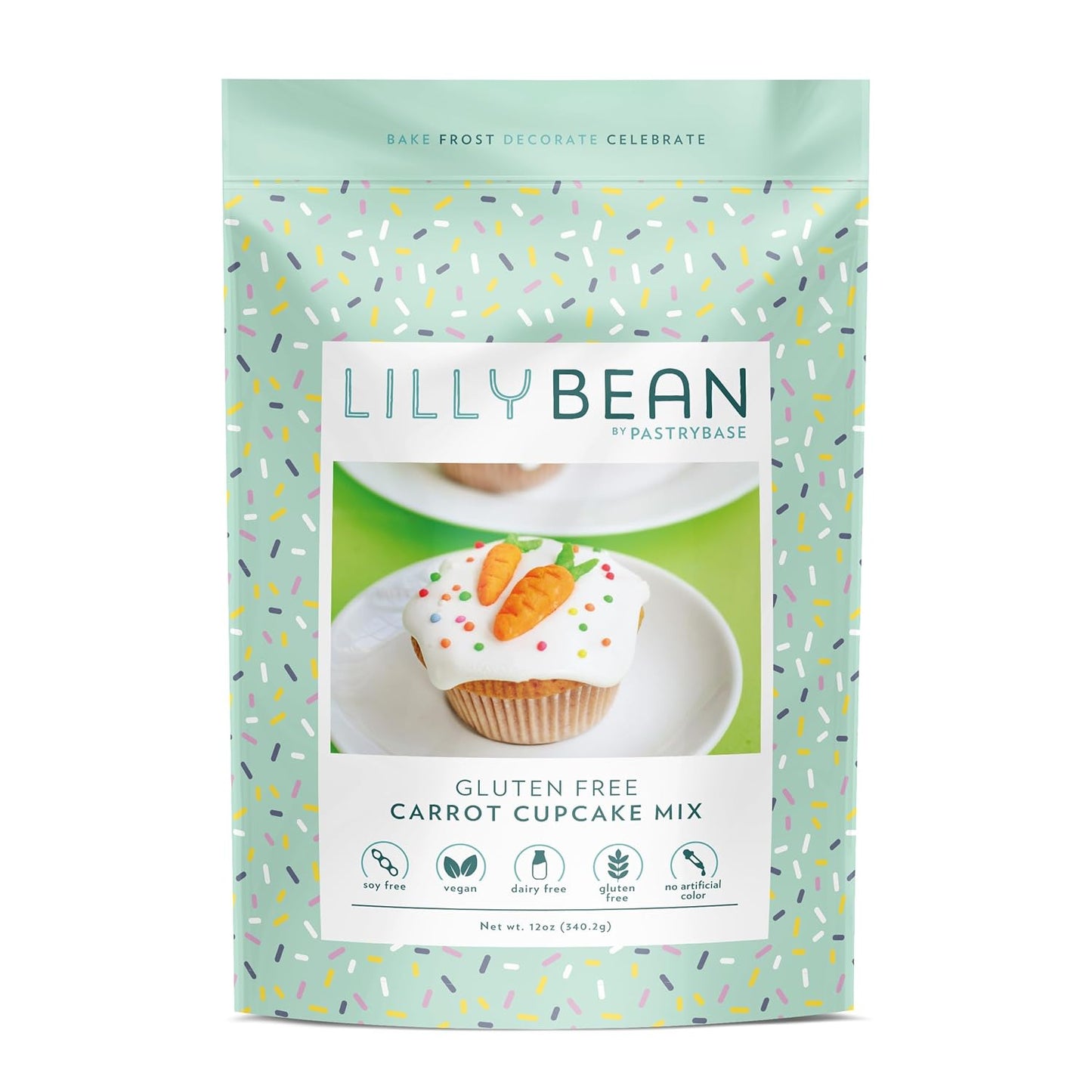 LillyBean Gluten Free Moist Carrot Cake and Cupcake Mix with No Artificial Colors - Dairy and Soy Free, Vegan - Makes Delicious Desserts - Cakes, Donuts, Cake Pops - 12 oz