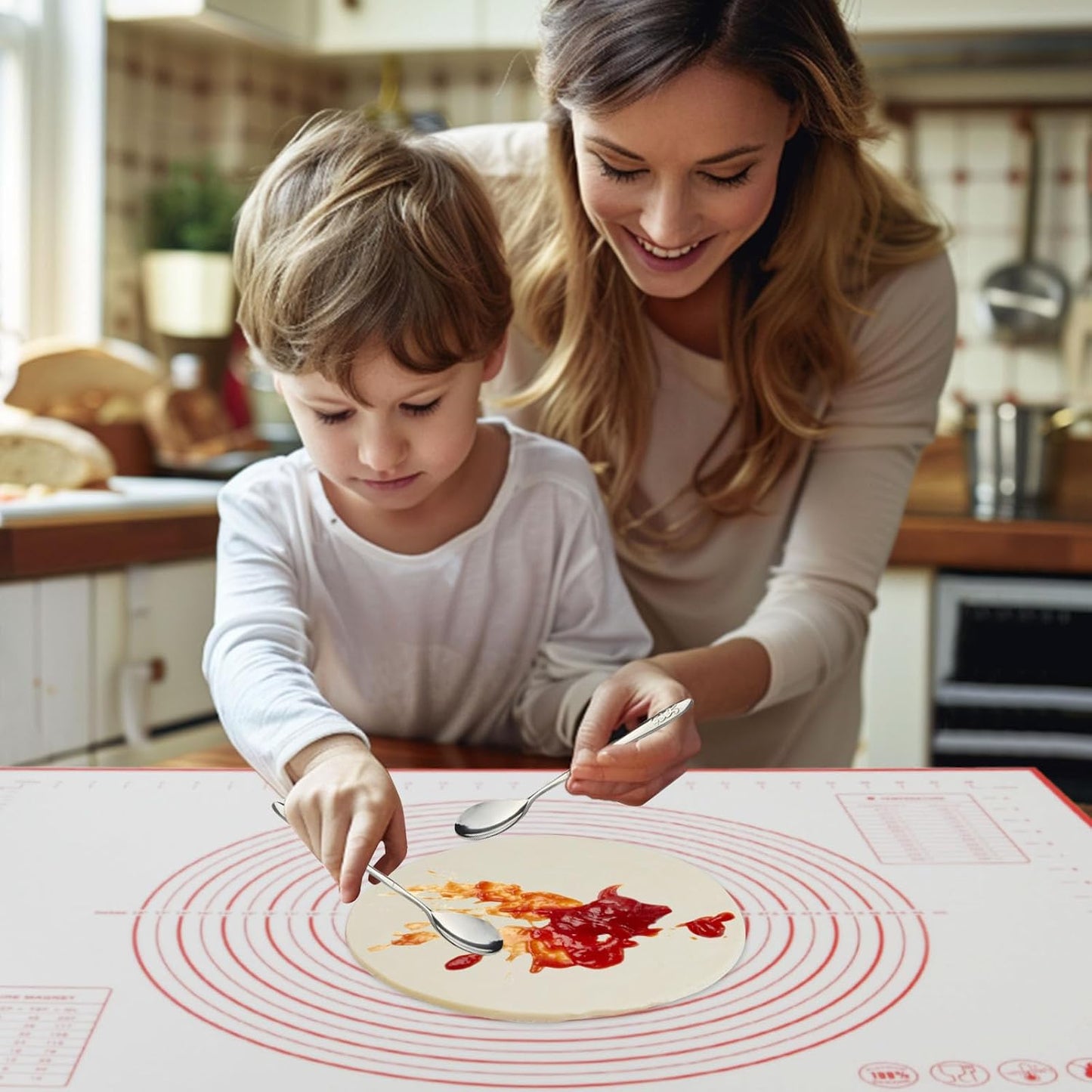 32x24" Extra Large Dough Mat Silicone Baking Mats for Rolling Pastry Kneading Sheet Sourdough Bread Baking Supplies Red