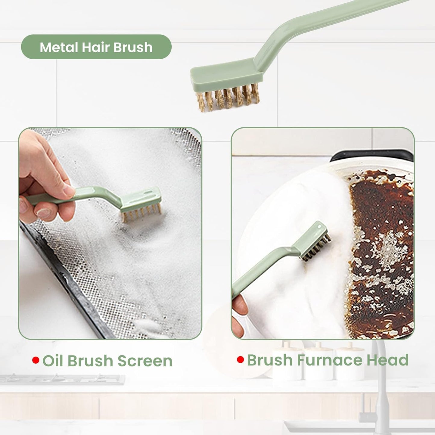 6Pack Kitchen Cleaning Brush Set,Deep Clean Gas Stove Brass Brush, Kitchen Sink Nylon Brushes,Cooktop Scraper,Stiff Bristles Rust Removing and Dust, Scrubber Brush for Range Hood Grease Grime