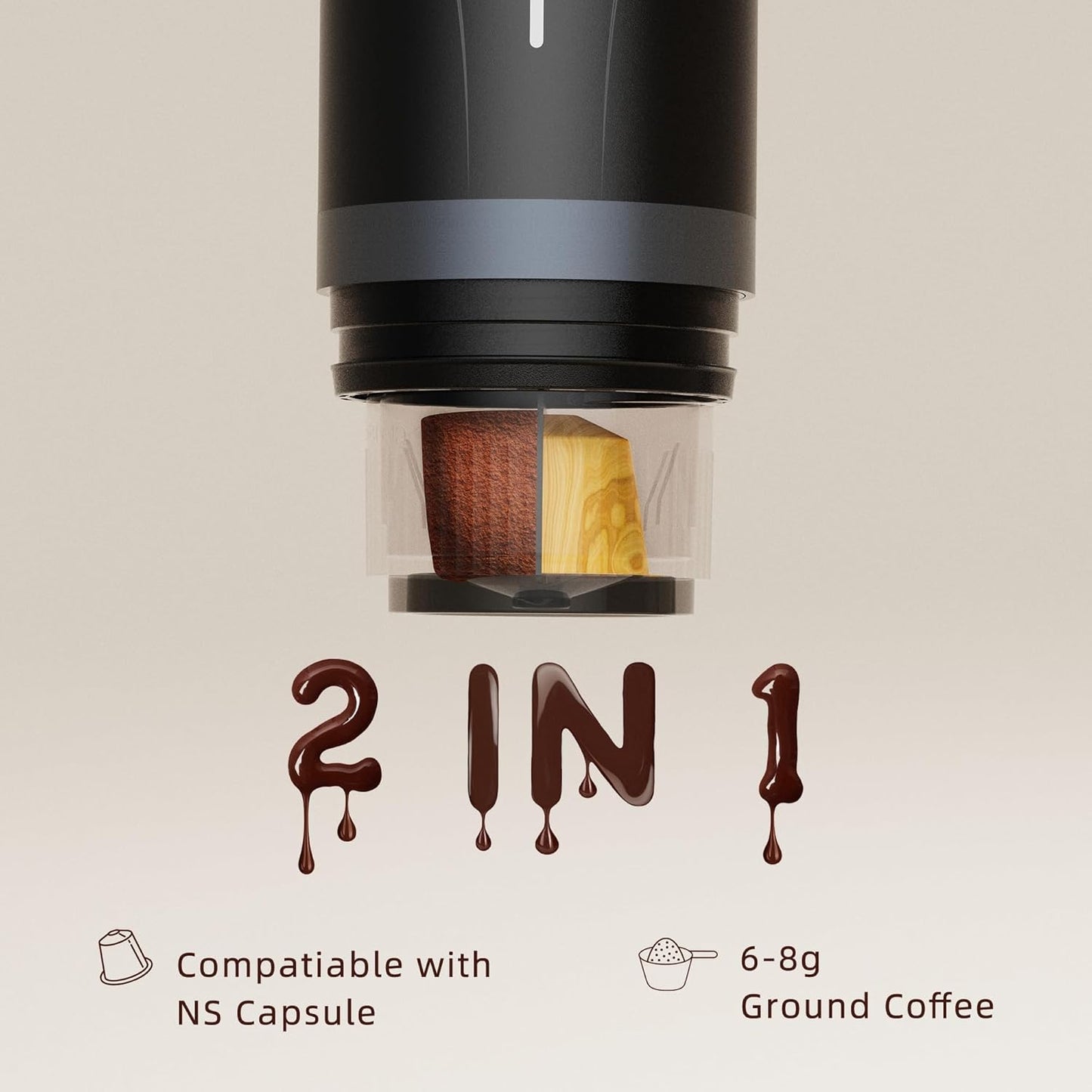 Portable Espresso Maker,Self-Heating Electric Mini Coffee Machine,20 Bar Pressure Compatible with NS Pods & Fine Grind for Travel, Camping, Hiking(Green)