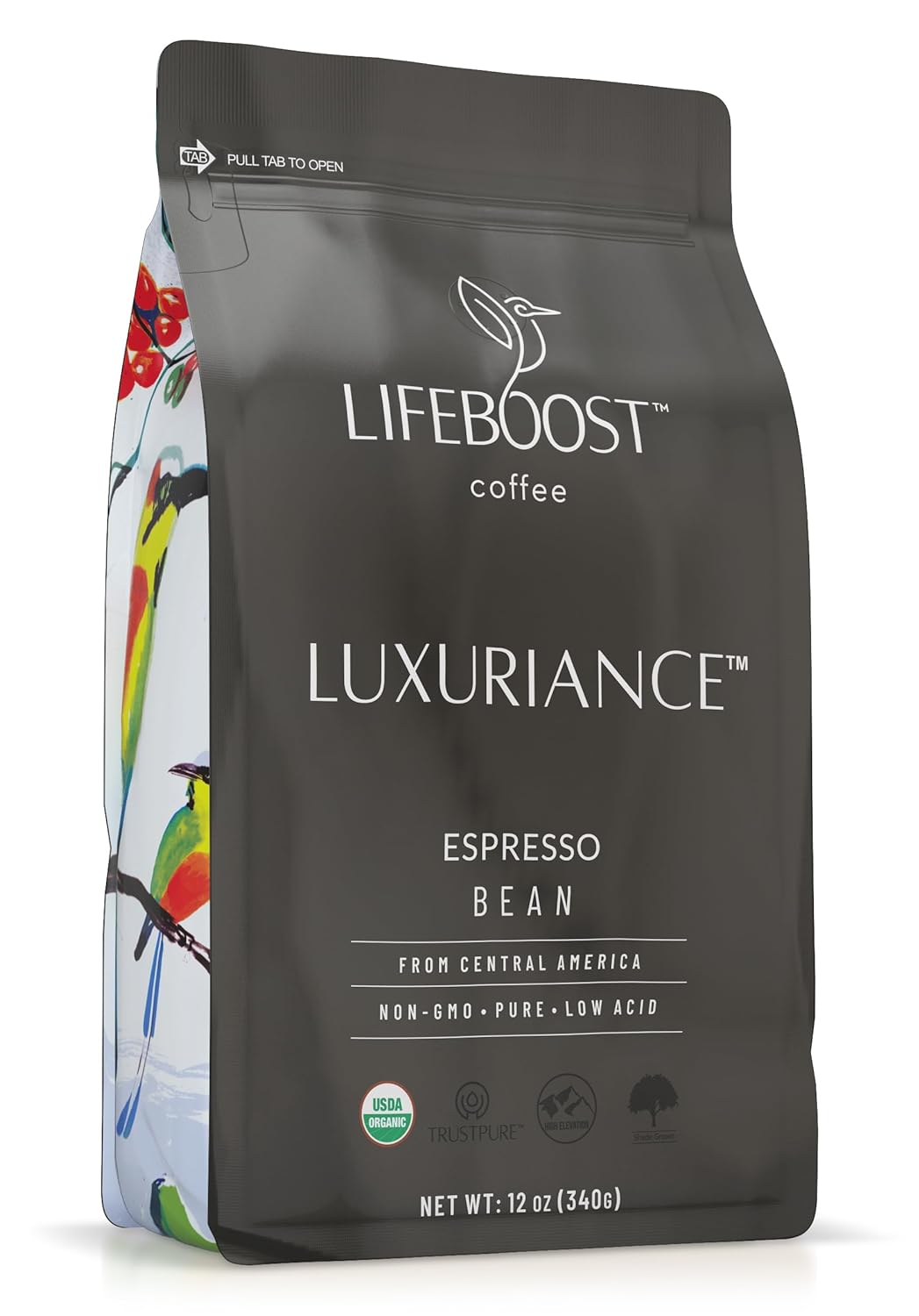 Lifeboost Organic Espresso Beans Whole – USDA Organic, Low Acid, Mold-Free Dark Roast Coffee – Whole Bean, Single Origin, High Caffeine Arabica – 12 oz Bag